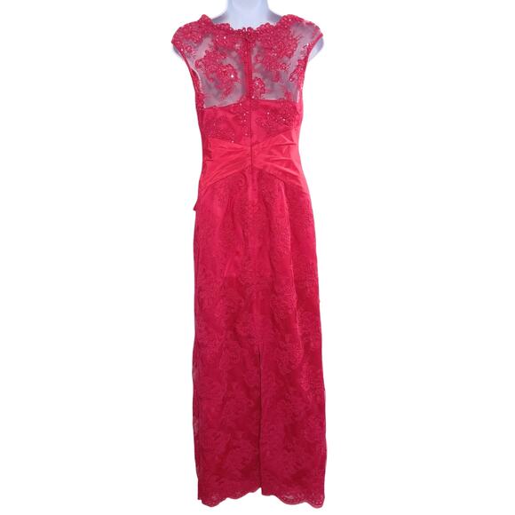 Rickie Freeman Teri Jon Gown Women's Size 2 Red Lace Formal Party Maxi Dress - Picture 8 of 16
